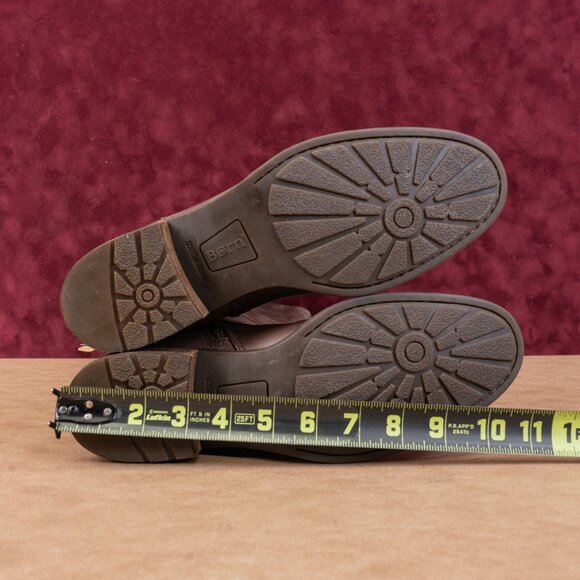 Born Women Saddler Brown Leather Wide Calf Riding Strap Knee Boots sz 9 - Picture 5 of 10